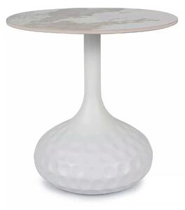 Masuta cafea SALO B, alb cu efect de marmura, ceramica/metal, 50x49 cm