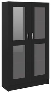 Dulap cu vitrină, negru, 82,5 x 30,5 x 150 cm, PAL