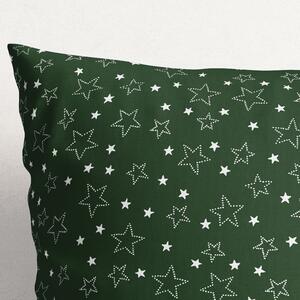 Goldea față de pernă din bumbac - model 029 - steluțe albe pe verde 45 x 45 cm
