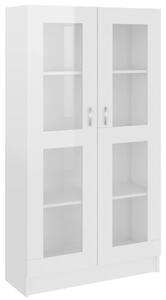 Dulap cu vitrină, alb extralucios, 82,5 x 30,5 x 150 cm, PAL