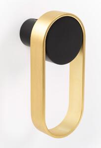 Agatatoare cuier ovala Orbit, finisaj negru mat auriu periat, 105x45 mm