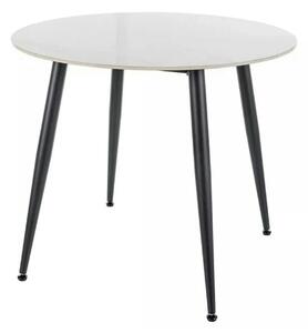 Masa RION, alb cu efect de marmura/negru, ceramica/metal, 90x90x76 cm