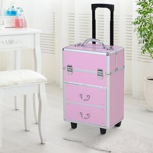 HomCom valiza produse make-up, 36x23x58cm, roz | AOSOM RO