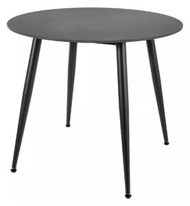 Masa RION, negru mat cu efect de marmura, ceramica/metal, 90x90x76 cm