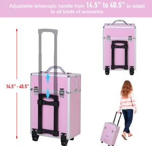 HomCom valiza produse make-up, 36x23x58cm, roz | AOSOM RO