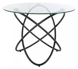 Masa ORBIT, transparent/negru, sticla/metal, 100x75 cm