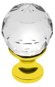 Buton pentru mobila cristal CRPA, finisaj auriu lucios+cristal transparent, D:20 mm