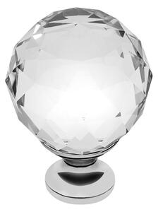 Buton pentru mobila cristal CRPA, finisaj crom lucios+cristal transparent GT, D:40 mm