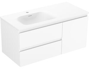 Mexen Orio, Dulap baie 100 cm cu lavoar Vela stânga, 2S, 1D, alb mat, 91A13-10047-3-BBFFFF01-W23L01