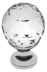 Buton pentru mobila cristal CRPA, finisaj crom lucios+cristal transparent GT, D:25 mm