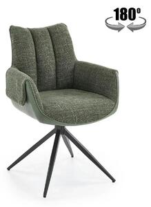 Scaun K579, verde olive/negru, stofa clasica/piele ecologica/otel, 65x