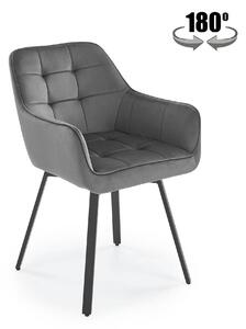 Scaun K588, gri - HLR 21, stofa catifelata/otel, 55x60x89 cm