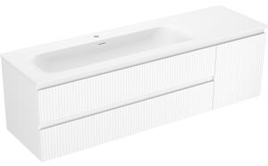 Mexen Rivel, mobilier baie 160 cm cu lavoar pe stânga Vela, 2S, 1D, canelat, alb mat, 91A23-16047-3-BBFFF01-W23L01