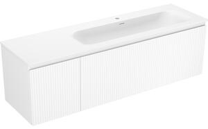 Mexen Rivel, Dulap baie 160 cm cu lavoar dreapta Vela, 1S, 1D, canelat, alb mat, 91A23-16047-3-BBFF01-W23P01