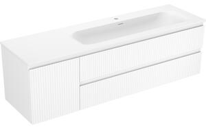 Mexen Rivel, Dulap baie 160 cm cu lavoar dreapta Vela, 2S, 1D, canelat, alb mat, 91A23-16047-3-BBFFF01-W23P01