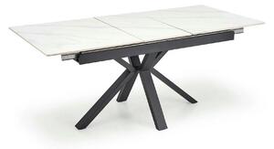 Masa extensibila PLATAN, alb cu efect de marmura/negru, piatra sinteri