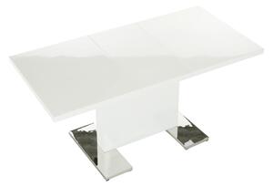 Masă dining, albă HG, 120-160x80 cm, IRAKOL