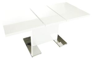 Masă dining, albă HG, 120-160x80 cm, IRAKOL