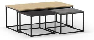 Măsuțe de cafea gri/în culoare naturală 3 buc. 60x110 cm Camelia – Marckeric