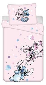 Lenjerie de pat pentru copii roz din bumbac pentru pat de o persoană 140x200 cm Lilo a Stitch "Universe" – Jerry Fabrics