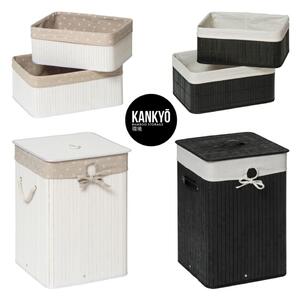 Coș de rufe din lemn și material textil 62 l Kankyo – Premier Housewares