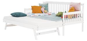 KONDELA Pat extensibil pentru copii cu pat , alb, lemn masiv, PEDREZA