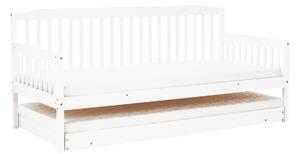 KONDELA Pat extensibil pentru copii cu pat , alb, lemn masiv, PEDREZA