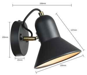 Aplica de perete cu spot ASTAMA 1xE27/40W/230V, negru/alamă