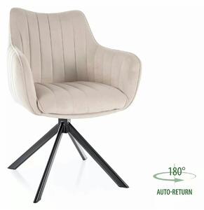 Scaun living rotativ AZALIA, bej deschis/negru, stofa catifelata/metal