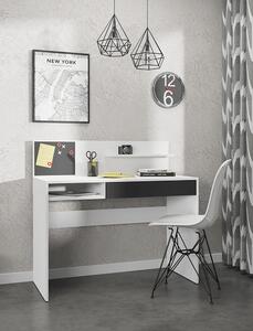 KONDELA Birou PC cu placă magnetică, alb / negru, IMAN