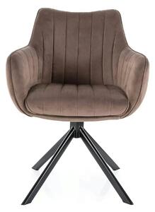 Scaun living rotativ AZALIA, cappuccino/negru, stofa catifelata/metal