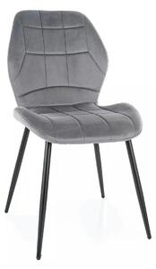 Scaun tapitat clasic JAKE, gri - Bluvel 14/negru, stofa catifelata/met