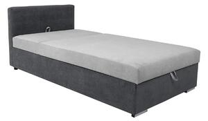 Pat RICO 110x200, stofa catifelata gri - Matricea 17, cu saltea, somie