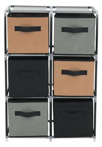 KONDELA Comodă cu sertare din material textil, negru/maro/gri, CAMILO TYP 2