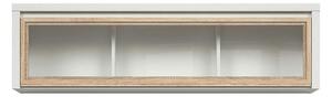 Vitrina suspendata KASPIAN, alb/stejar sonoma, PAL/sticla, 144x31x40 c