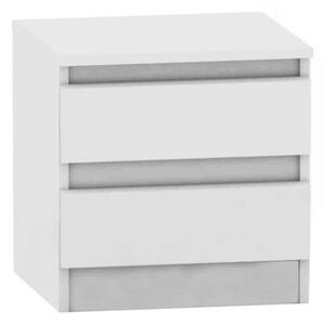 KONDELA Noptieră cu 2 sertare, albă, HANY NEW 002