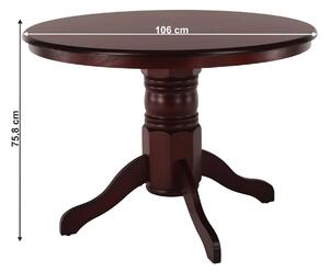 KONDELA Masă de luat masa, rotundă, castanie, diametru 106 cm, TABLOS