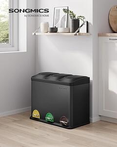 Cos de gunoi reciclabile Negru Songmics 60.5x40.5x48.5 cm