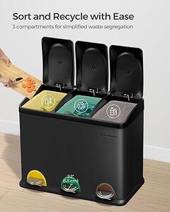 Cos de gunoi reciclabile Negru Songmics 60.5x40.5x48.5 cm