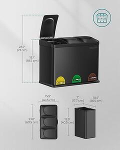 Cos de gunoi reciclabile Negru Songmics 60.5x40.5x48.5 cm