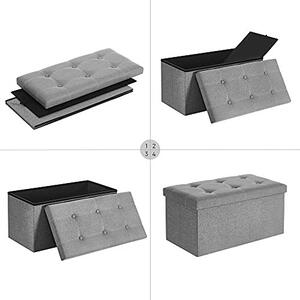 Bancuta hol cufar cu depozitare, Songmics, Gri, 76x38x38 cm
