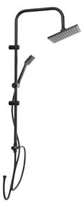 Set complet de duș negru, cu bară reglabilă, duș de mână și furtun flexibil