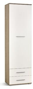 Raft Cirveso 106, Alb lucios, Stejar Sonoma, PAL laminat, 200x60x40cm, 51 kg