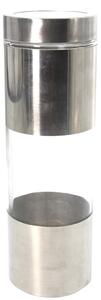 Recipient metalic Pufo Taste pentru zahar, cafea, ceai sau condimente, cu capac, 1.8L, transparent/argintiu