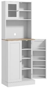HOMCOM Mobilier Bufet Bucătărie pentru Cuptor cu Microunde cu Rafturi și Suport Condimente Alb | Aosom Romania
