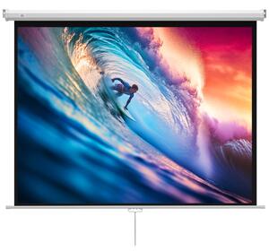 HOMCOM Ecran de Proiecție 84 Inch Format 4:3, Ecran Rulabil cu Unghi de 160° și Montare pe Tavan sau Perete, 181x8x138 cm, Alb | Aosom Romania