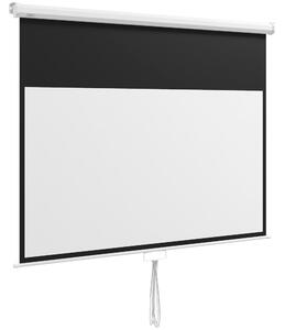 HOMCOM Ecran pentru Proiector 80" 16:9 cu Sfoară de Reglaj, din Plastic și Metal, 187x8x150 cm, Alb | Aosom Romania