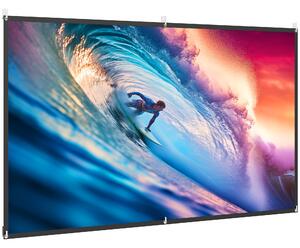 HOMCOM Ecran Proiector 100 Inch 4K/8K HD Format 16:9, Reglabil Manual, Lavabil, Unghi Vizualizare 160°, pentru Acasă, Cinema, Birou, Alb | Aosom Romania
