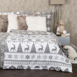 Lenjerie de pat din bumbac flanelCrăciun 4Home Christmas Time, gri, 140 x 200 cm, 70 x 90 cm