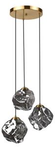 Candelabru suspendat pe cablu CRISTAL, 3x E14/15W/230V, alamă/negru fumuriu